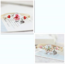 Load image into Gallery viewer, Simple plant dried flower specimen Glass Ball Bracelet dandelion sky stars