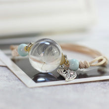 Load image into Gallery viewer, Simple plant dried flower specimen Glass Ball Bracelet dandelion sky stars