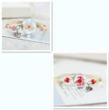 Load image into Gallery viewer, Simple plant dried flower specimen Glass Ball Bracelet dandelion sky stars