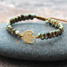 Load image into Gallery viewer, Tree Charm Bracelets African Japser String Braided Bracelets Yoga Handmade Friendship Lover Bracelet Tree of Life Charm Bracelet