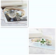 Load image into Gallery viewer, Simple plant dried flower specimen Glass Ball Bracelet dandelion sky stars