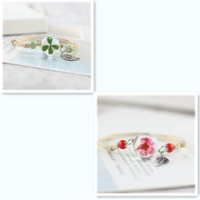 Load image into Gallery viewer, Simple plant dried flower specimen Glass Ball Bracelet dandelion sky stars