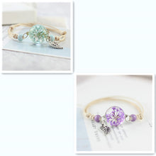 Load image into Gallery viewer, Simple plant dried flower specimen Glass Ball Bracelet dandelion sky stars