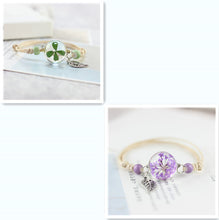 Load image into Gallery viewer, Simple plant dried flower specimen Glass Ball Bracelet dandelion sky stars