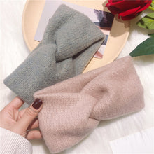 Load image into Gallery viewer, 2020 Woolen Cross Cross Top Knot Elastic Hair Bands for Women Soft Solid Color Turban Headbands Women Girls Hair Accessories