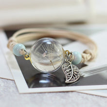 Load image into Gallery viewer, Simple plant dried flower specimen Glass Ball Bracelet dandelion sky stars
