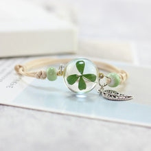 Load image into Gallery viewer, Simple plant dried flower specimen Glass Ball Bracelet dandelion sky stars