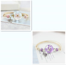 Load image into Gallery viewer, Simple plant dried flower specimen Glass Ball Bracelet dandelion sky stars
