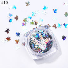 Load image into Gallery viewer, 1 Box Maple Leaves Nail Art Sequins Holographic Glitter Flakes Paillette Chameleon Stickers For Nails Autumn Design Decor SA1528