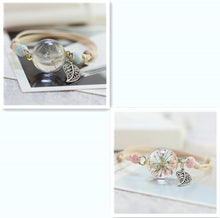 Load image into Gallery viewer, Simple plant dried flower specimen Glass Ball Bracelet dandelion sky stars