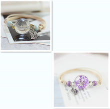 Load image into Gallery viewer, Simple plant dried flower specimen Glass Ball Bracelet dandelion sky stars