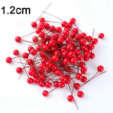 Load image into Gallery viewer, 50pcs/lot mini fake plastic berry artificial flower red cherry pearlescent stamen wedding Christmas decoration DIY gift box