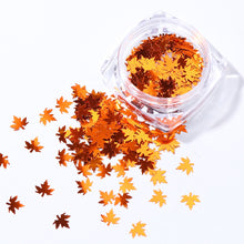 Load image into Gallery viewer, 1 Box Maple Leaves Nail Art Sequins Holographic Glitter Flakes Paillette Chameleon Stickers For Nails Autumn Design Decor SA1528