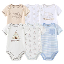 Load image into Gallery viewer, 6PCS Bodysuits Newborn Baby Boy Clothes Cotton Print Short Sleeve Solid Baby Girl Clothes Roupas de bebe Girls Baby Clothing