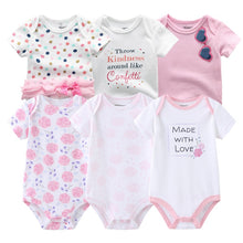 Load image into Gallery viewer, 6PCS Bodysuits Newborn Baby Boy Clothes Cotton Print Short Sleeve Solid Baby Girl Clothes Roupas de bebe Girls Baby Clothing