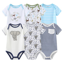 Load image into Gallery viewer, 6PCS Bodysuits Newborn Baby Boy Clothes Cotton Print Short Sleeve Solid Baby Girl Clothes Roupas de bebe Girls Baby Clothing