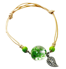 Load image into Gallery viewer, Simple plant dried flower specimen Glass Ball Bracelet dandelion sky stars