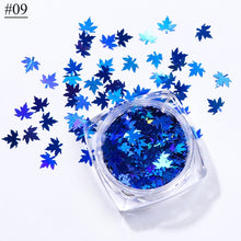 Load image into Gallery viewer, 1 Box Maple Leaves Nail Art Sequins Holographic Glitter Flakes Paillette Chameleon Stickers For Nails Autumn Design Decor SA1528