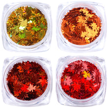 Load image into Gallery viewer, 1 Box Maple Leaves Nail Art Sequins Holographic Glitter Flakes Paillette Chameleon Stickers For Nails Autumn Design Decor SA1528