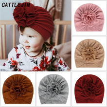 Load image into Gallery viewer, Autumn New Baby Hat Boy Girl Flower Cotton Turban Hats Baby Beanie Caps Newborn Photography Props Kids Cap Baby Accessories