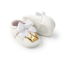 Load image into Gallery viewer, Baby Shoes Girl Princess Bling Crown Bowknot Toddler PU Rubber Sole Anti-slip First Walkers Infant Newborn Crib Shoes Moccasins