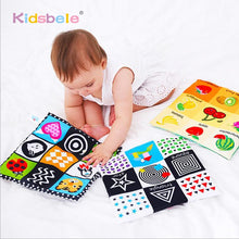 Load image into Gallery viewer, Baby Toys For Newborn Soft Cloth Book 0-12 Months Kids Learning Educational Black/White Cognition Rustle Sound Newspaper