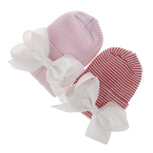 Load image into Gallery viewer, Big Bows Hospital Chiffon Newborn Hats Knitted Soft New Born Nursing Beanie Hat Photo Props Newborn Accessories for 0-6M Girls