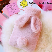 Load image into Gallery viewer, Winter Cartoon Rabbit Hot Water Bottle PVC Stress Pain Relief Therapy Hot Water Bag With Knitted Soft Cozy Cover Hand Warmer 1pc