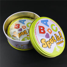 Load image into Gallery viewer, Dobble 16 styles Spot It Card Game Toy Iron Box Sport Go Camping Hip Kids Board Games Gift Animals Alphabet123