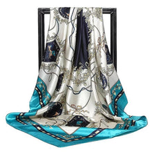 Load image into Gallery viewer, Silk Scarf Women Print hair neck Square Scarves Office Ladies Shawl Bandanna 90*90cm Muslim Hijab Handkerchief muffler foulard