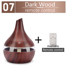 Load image into Gallery viewer, 300ML USB humidifier Electric oil Aromatherapy wood grain Ultrasonic air diffuser with 7 colors lights for home office Car