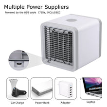 Load image into Gallery viewer, Mini USB Portable Air Cooler Fan Air Conditioner 7 Colors Light Desktop Air Cooling Fan Humidifier Purifier For Office Bedroom
