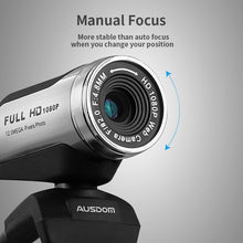 Load image into Gallery viewer, AUSDOM AW615 HD Web Camera With Microphone USB 2.0 1080P Webcam PC for Laptop Live Broadcast Video Conference Work Computer