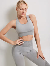 Load image into Gallery viewer, X-HERR Women Yoga Set Gym Workout Clothes Crop Top Long Sleeve Zipper Front Seamless Tight High Waist Design