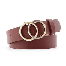 Load image into Gallery viewer, Fashion Leather Waist Belt For Jeans Double Ring Pearl Buckle Ladies Belt For Dresses Black White Women Belt Wild Waistband