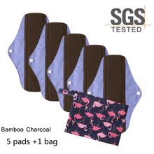 Load image into Gallery viewer, DropShipping Reusable Bamboo Charcoal Hygiene Menstrual Pads 5PCS with Waterproof Bag Washable Women Sanitary Pads for Women