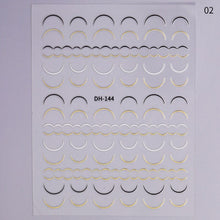 Load image into Gallery viewer, 1 Sheet Holo Black Gold 5D Nail Sticker Decal Tassel Strip Line Slider Foils Adhesive Nail Art Decoration