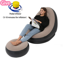 Load image into Gallery viewer, BEAN BAG lazy sofa inflatable folding recliner outdoor sofa bed with pedal comfortable flocking single sofa chair pile coating