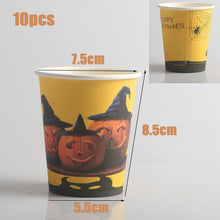 Load image into Gallery viewer, Halloween Decoration Supplies Tablecloths Straws Paper Plates Paper Cups Halloween Party Supplies Halloween Door Falg HY1