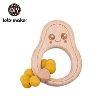 Load image into Gallery viewer, Let's Make Wooden Rattle Teether Baby Toys Engraved Wood Beads Hexagon Teether Silicone Beads 12Mm Tiny Rod Baby Crib Rattle