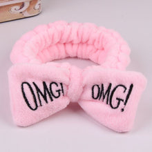 Load image into Gallery viewer, 2020 New Letter OMG Headbands for Women Girls Bow Wash Face Turban Makeup Elastic Hair Bands Coral Fleece Hair Accessories