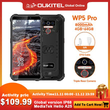 Load image into Gallery viewer, OUKITEL WP5 Pro IP68 Waterproof Smartphone 8000mAh Android 10 Triple Camera Face/Fingerprint ID 5.5 Inches 4GB 64GB Mobile Phone
