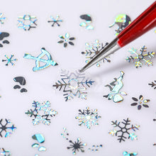 Load image into Gallery viewer, 1Pcs 3D Nail Sticker Christmas Holographics Snowflake For Gold Silver Nail Art Stickers DIY Nail Art Decoration Decals