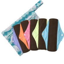 Load image into Gallery viewer, DropShipping Reusable Bamboo Charcoal Hygiene Menstrual Pads 5PCS with Waterproof Bag Washable Women Sanitary Pads for Women