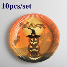 Load image into Gallery viewer, Halloween Decoration Supplies Tablecloths Straws Paper Plates Paper Cups Halloween Party Supplies Halloween Door Falg HY1