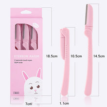 Load image into Gallery viewer, 3Pcs/Set Pink Facial Eyebrow Trimmer Armpit Hair Razor Beauty Face Eye brow Shaper Shaver Stainless Steel Blades Makeup Tools
