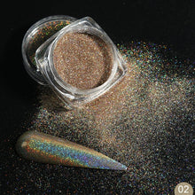 Load image into Gallery viewer, 1Box Glitter for Nails Holographic Dip Powder Mirror Polishing Chrome Pigments Nail Art Decorations Laser Dazzling Dust LA1028-1