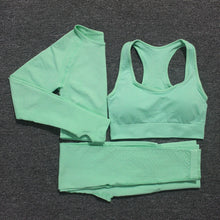 Load image into Gallery viewer, 10 Colors Yoga Set Vital Fitness Sports Suit Women Seamless Leggings Sports Bra+Long Sleeve Crop Top Running Gym Clothing Femme