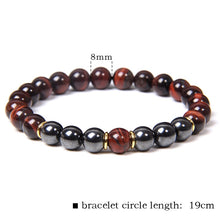 Load image into Gallery viewer, Buddha Bracelet Men Red Tiger Eye Natural Stone 8mm Black Obsidian Hematite Beads Elastic Charm Bracelets Homme Jewelry Gift