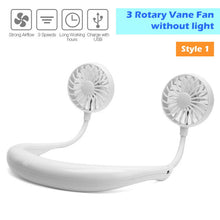 Load image into Gallery viewer, USB portable fan cold fan hands free neck fan hanging rechargeable mini sports fan 3-speed adjustable neck dual fan Home Office